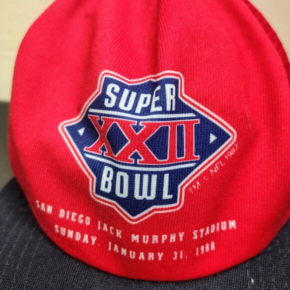 Vintage Super Bowl XXII New Era Hat Cap Snap Back Mesh Trucker Football NFL Mens - Picture 2 of 12
